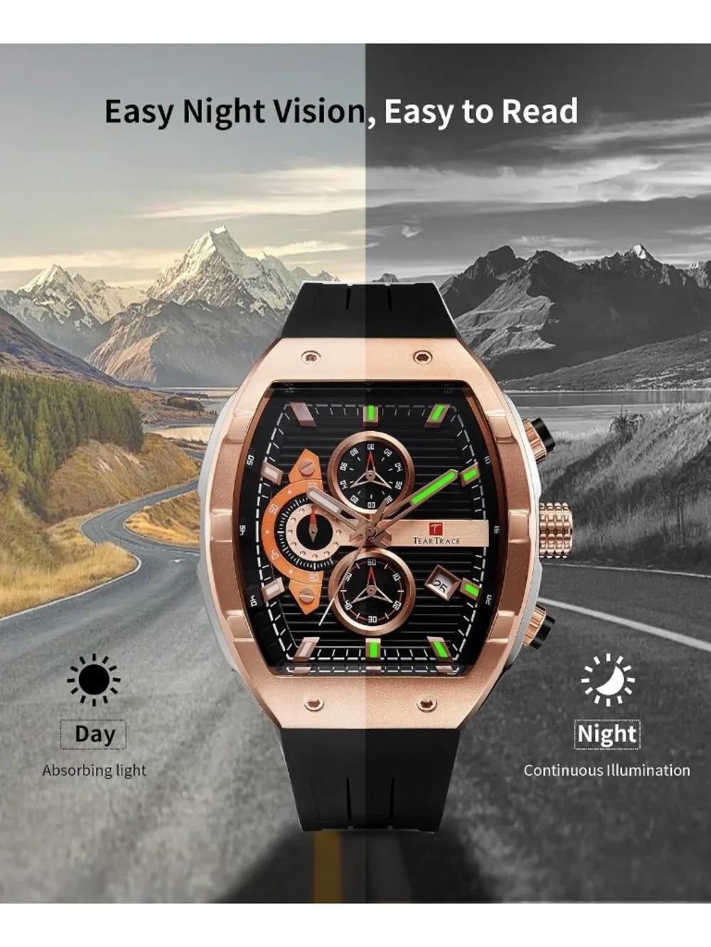 Men's Rose Gold Original Analog Quartz Waterproof Sport Fashion Unique Watch
